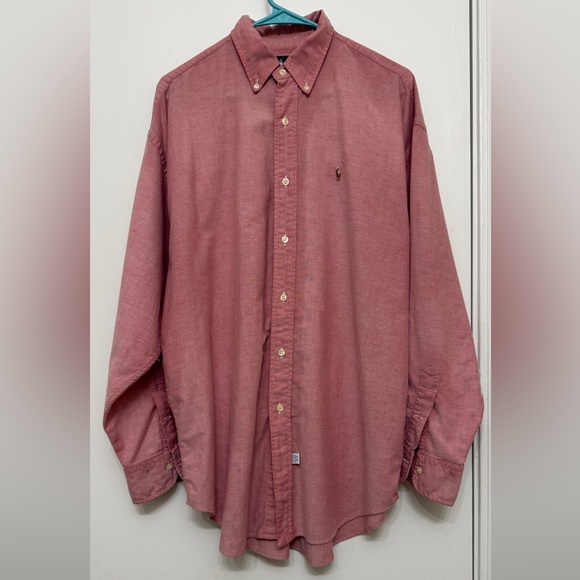 Vintage Ralph Lauren The Big Oxford Shirt 90s Red L - Picture 10 of 10